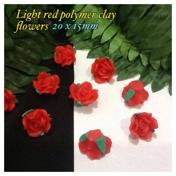 Light red polymer clay flowers (3pcs)