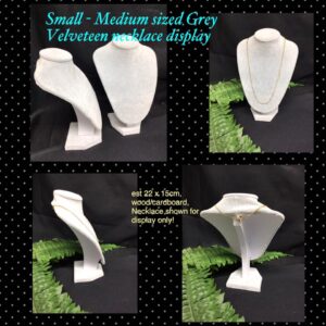 22cm Small/Medium Sized Grey Velveteen necklace display 10% off until 20th July 2025!