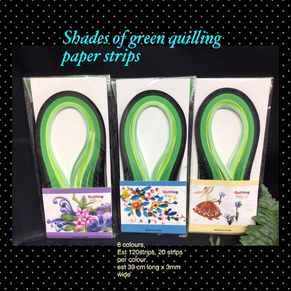 Shades of green quilling paper strips Arts And Crafts