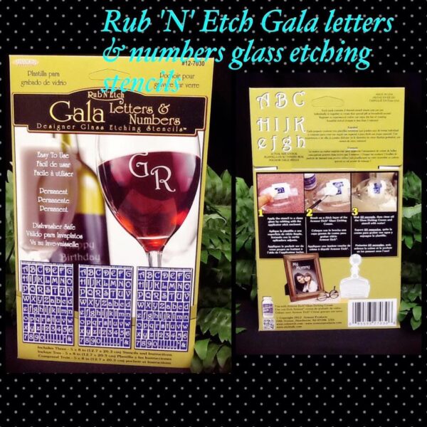 Rub'n'etch gala letters and numbers glass etching stencils