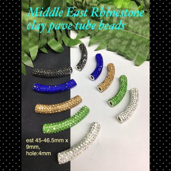 45mm Middle East Rhinestone clay pave tube beads