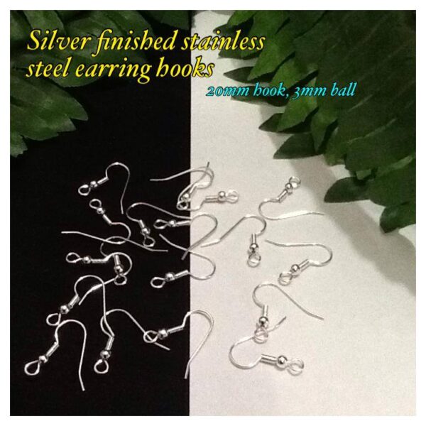 Silver finished stainless steel earring hooks (10pcs)