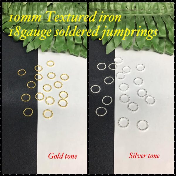 10mm Textured iron 18gauge soldered jumprings (est 30pcs)