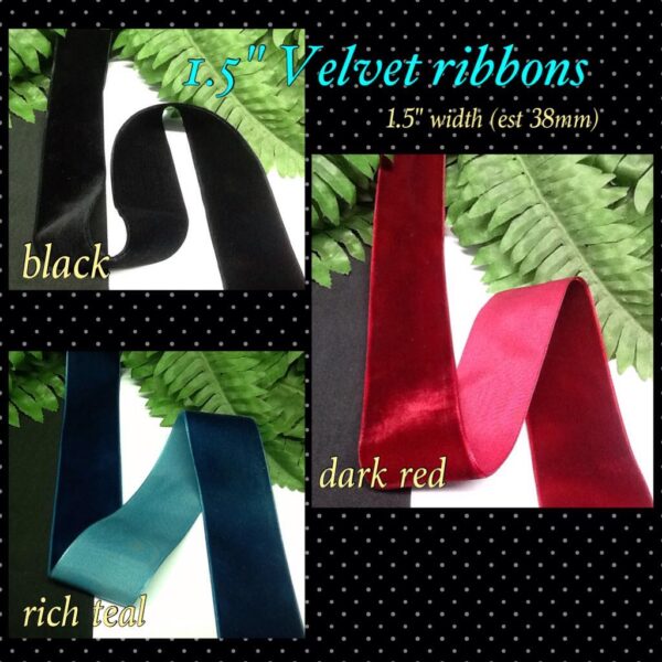 1.5" Velvet ribbons (per foot)