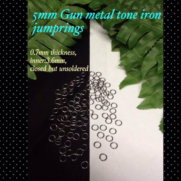 5mm Gun metal tone iron jumprings (0.50oz)