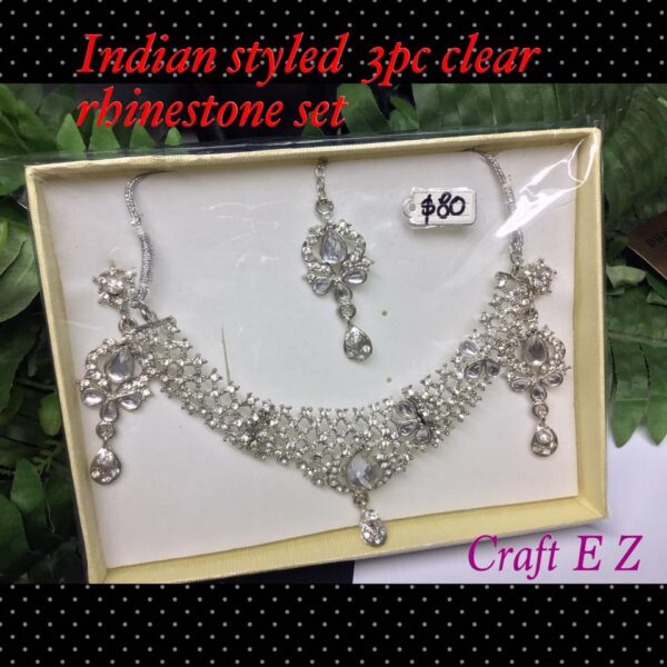 Indian styled 3pc clear rhinestone set