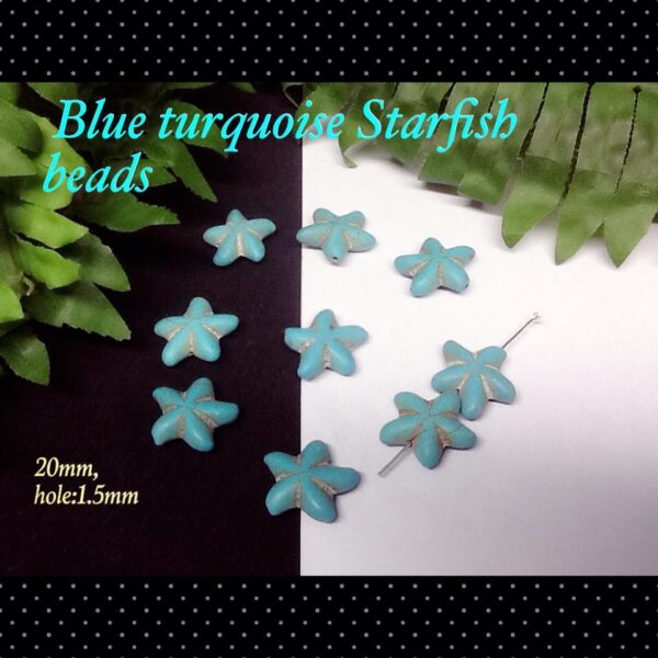 20mm Blue Turquoise starfish beads (5pcs)