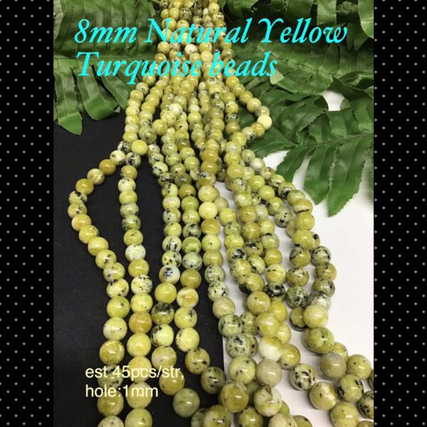 8mm Natural Yellow Turquoise beads