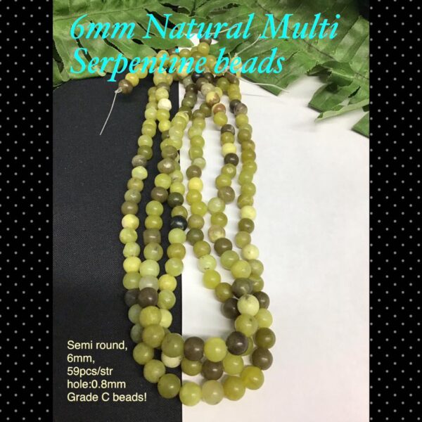 6mm Natural Multi Serpentine beads