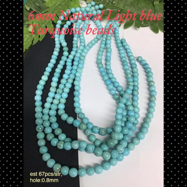 6mm Natural light blue turquoise beads