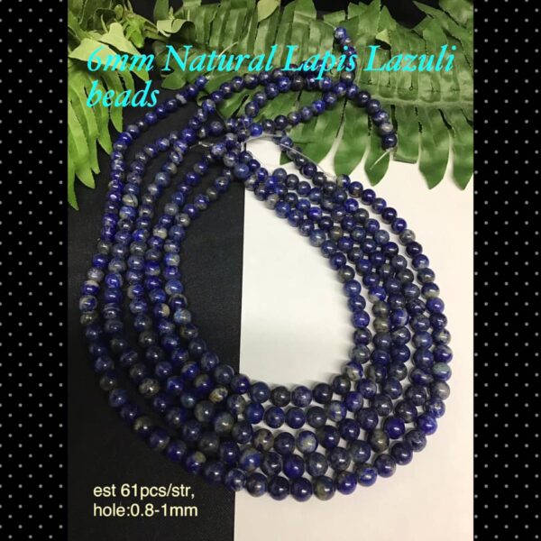 6mm Natural Lapis Lazuli beads (est 63-64pcs)