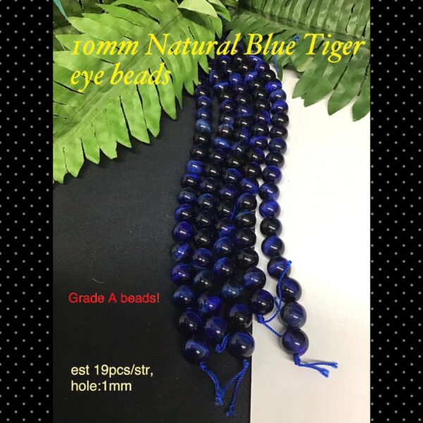 10mm Natural blue tiger eye (Grade A) est 19pcs