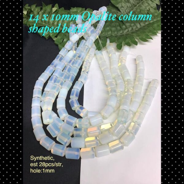 14 x 10mm Opalite column shaped beads