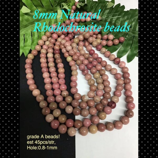 8mm Natural Rhodochrosite Beads (Grade A)