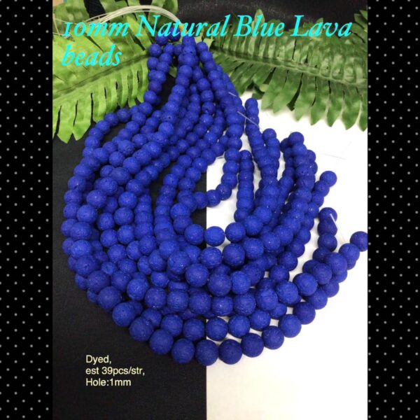 10mm Natural Blue Lava beads