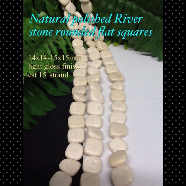 14mm Natural polished River stone rounded flat squares