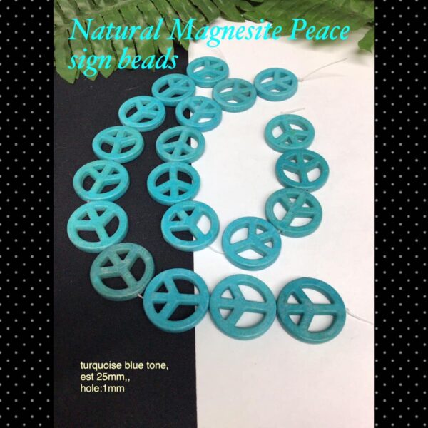 Natural Magnesite Peace sign beads (6pcs)