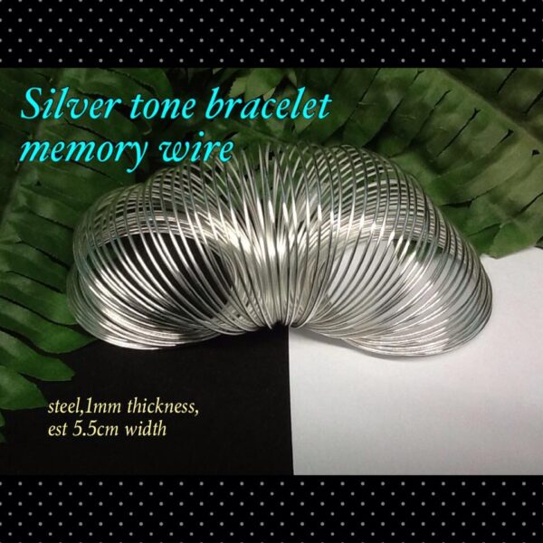 1mm Silver tone bracelet memory wire