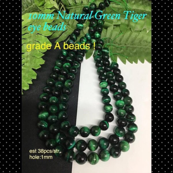 10mm Natural green tiger eye beads (grade A)  est 38-39pcs