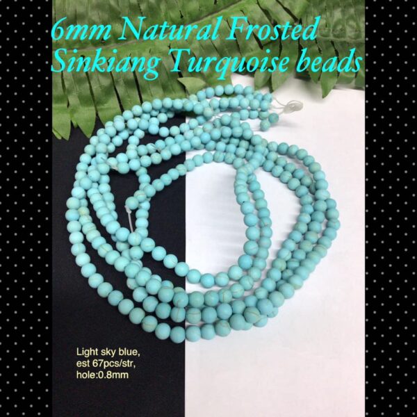 6mm Natural Frosted Sinkiang Turquoise beads