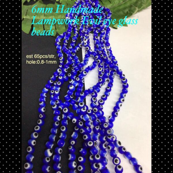 6mm Handmade lampwork Evil Eye glass beads (est 64-65pcs)