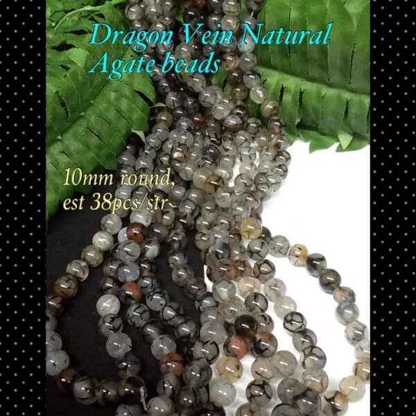 10mm Natural Dragon Vein Agate beads