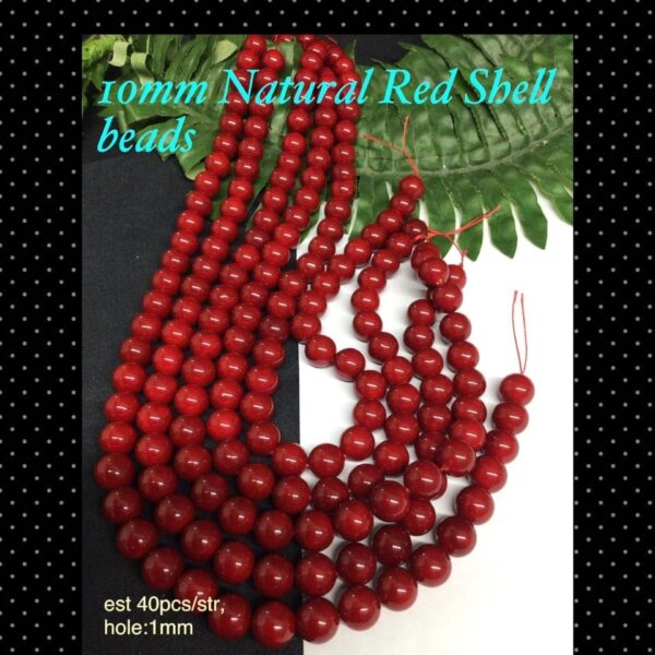 10mm Natural Red shell beads