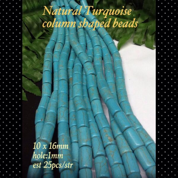 10 x 16mm Natural turquoise column shaped beads