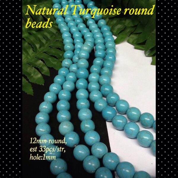 12mm Natural turquoise round beads