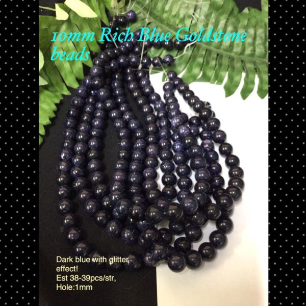 10mm Synthetic Rich Blue Goldstone beads