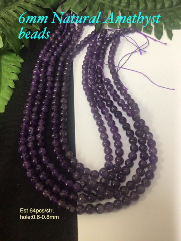 6mm Natural Amethyst beads (est 63-64pcs)