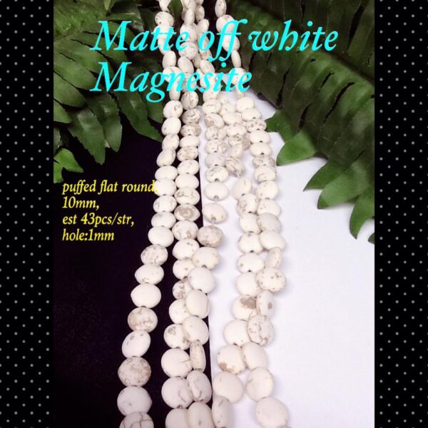 10mm Puff Flat Round Matte Off White Magnesite