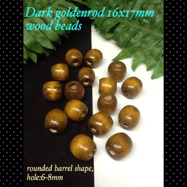 Dark goldenrod 16x17mm wood beads (est 50pcs)