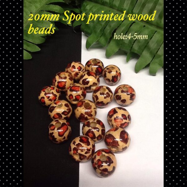 20mm Spot printed wood beads (12pcs)