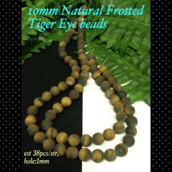 10mm Natural Frosted Tiger Eye beads