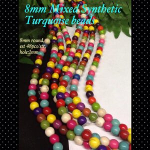 8mm Mixed synthetic turquoise beads (est 48pcs)
