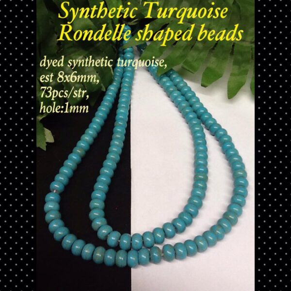 8 x 6mm Synthetic Turquoise Rondelle shaped beads