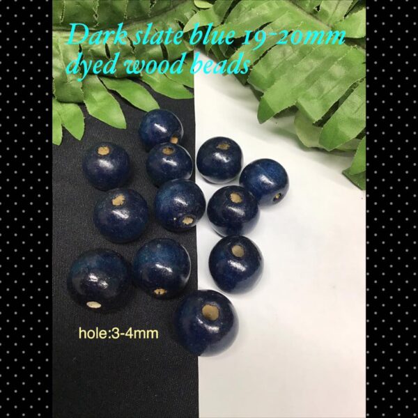 19-20mm Dark slate blue dyed wood beads (20pcs)