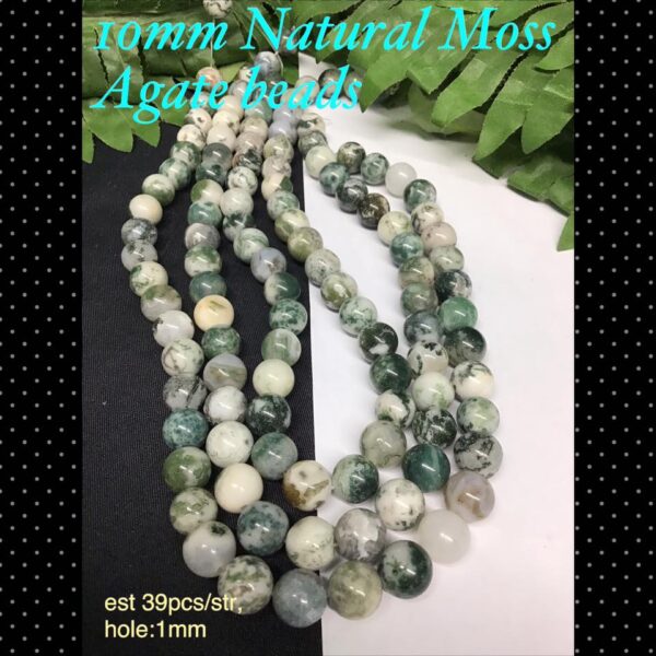 10mm Natural moss agate beads