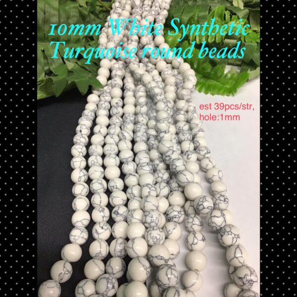 10mm White Synthetic turquoise round beads