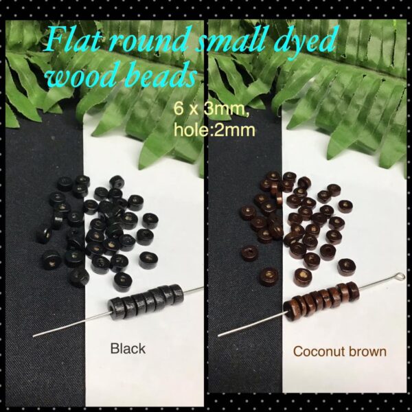 6x3mm Flat round small dyed wood beads (est 200pcs)