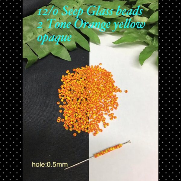 12/0 Seep Glass seed beads 2 Tone Orange/yellow opaque