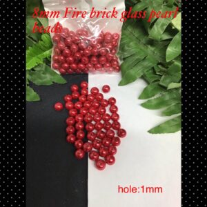 8mm Fire brick glass pearl beads