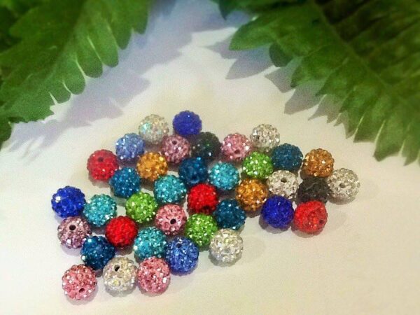 Clay Pave rhinestone shamballa balls (10x12mm) 5pcs