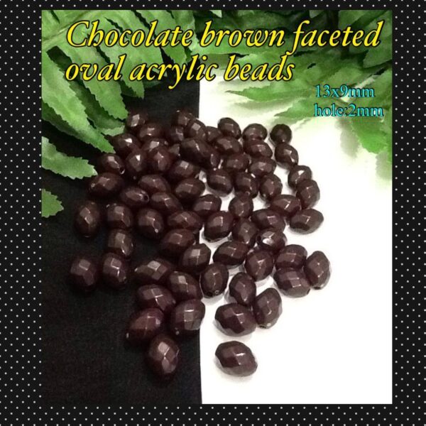 Chocolate brown faceted oval beads (est 25pcs)