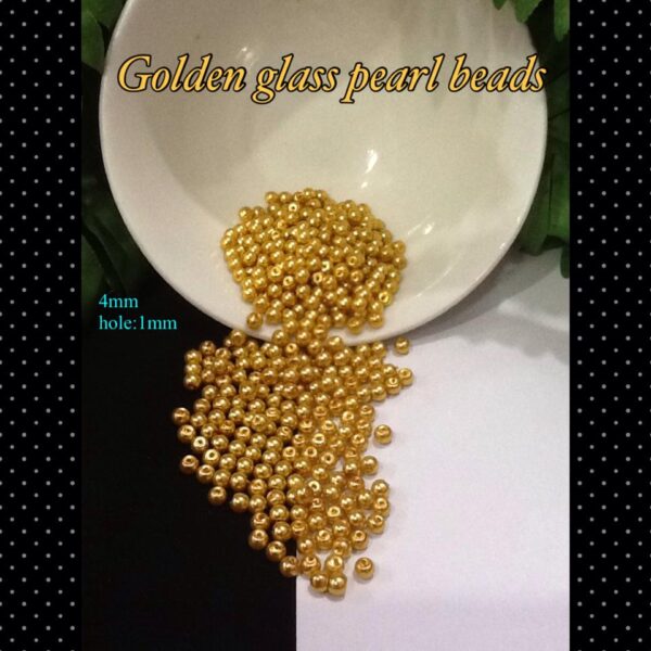 4mm Golden glass pearl beads