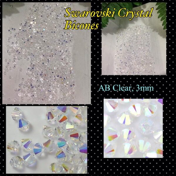 3mm AB clear Swarovski Crystal Bicones