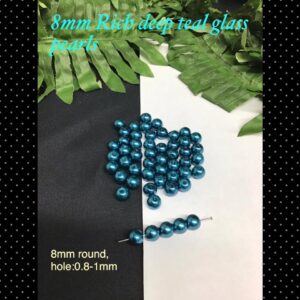 8mm rich deep teal glass pearls