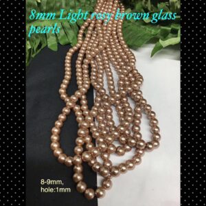 8mm light rosy brown glass pearls