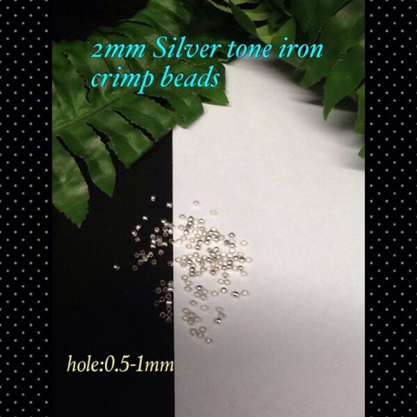 2mm Silver tone iron crimp beads (0.50oz)